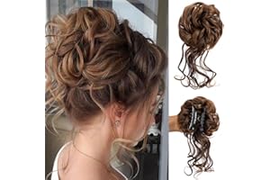 YSDQS HAIR Claw Clip Messy Bun Hair Piece Tousled Updo Hair Buns Extension Elastic Hair Band Hair Pieces Curly Scrunchie For Women (light)