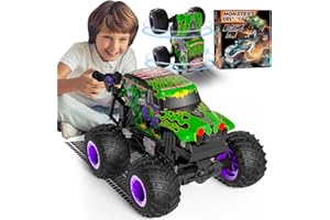 PENGBU RC Monster Truck Telecomandato, 20 km/H Macchina Telecomandata con Luce e Musica, 2,4 GHz Macchina Telecomandata per Bambinicon Rotazione di 360° e Acrobazie, Regali per Bambini di 3, 4, 5 e 6 Anni