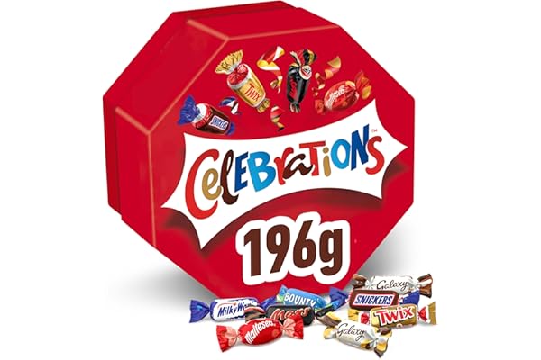 Celebrations, Caja Mezcla de Chocolatinas Mini, Disfruta de un Variedad de Sabores, Ideal como Regalo (196g)