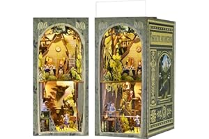 MiniCity Kit de coin de livre miniature en bois 3D pour bibliothèque avec lumière LED pour adolescents et adultes (Les aventures de Dorothy)