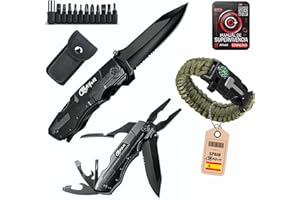 Alfa42 Navaja Multiusos, Herramienta Multiuso Inoxidable, Alicates Plegables, Navaja de Bolsillo, Cuchillo Plegable, Camping, Pesca, Supervivencia, Regalos para Hombres, Regalos Navidad, Regalo Papa