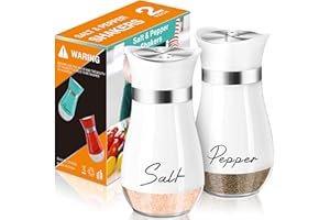 POWGLASS Salz und Pfefferstreuer Set,120ml Salz Pfefferstreuer Klein mit Edelstahl Deckel,Salz und Pfeffer streuer,Salz und Pfeffer Gewürzstreuer für Küche, Unterwegs, Wohnmobil, BBQ Nachzufüllen(Weiß)