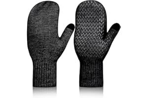 RAHHINT Alpaka Wolle Dicke Fäustlinge Damen Sehr Warme Doppellagige Winddichte Manschette Touchscreen Weiche Strick ThermoHandschuhe Winter Mit Fleecefutter Für Hundespaziergang Outdoor Kaltes Wetter Geschenk