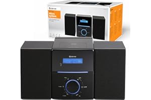 Denver MCA-240 – Impianto stereo casa con lettore CD HiFi, radio FM, sveglia doppia, AUX, telecomando incluso – Mini stereo compatto per casa