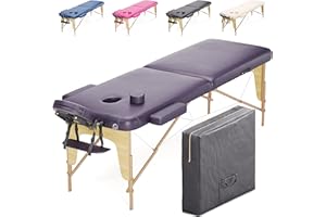 BELTOM® Table de Massage 2 Zones Portables Cosmetique lit esthetique avec Panneau Reiki + Sac - Violet