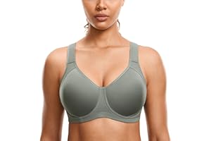 SYROKAN Damen Sport BH Starker Halt Verstellbarer X-Rücken, Große Brüste Leicht Gefüttert BHS mit bügel für Fitness Lauf Joggen