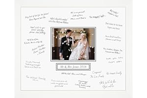 BABYRICE Large 50x40cm Wedding Guest Signing Board White Frame (White, Landscape Rectangle with Text Field)
