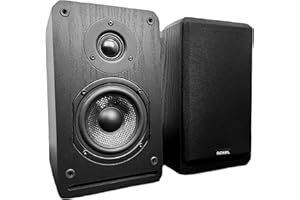 Roxel RBS-300 BK Book Shelf Speaker, Black Wood Effect Cabinet with 4 inch Enhanced Carbon Fibre Woofer, 1 inch Silk Dome Tweeter, Detailed and Refined Sound150W RMS