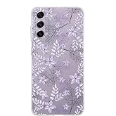 PrintiFy Samsung Galaxy S21 FE Compatible Cover 1mm Fit Transparent Silicone Case with Floral Lilac Design