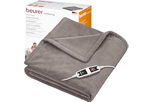 ‎BEURER Beurer HD 150 XXL Heizdecke, elektrische Wärmedecke mit Abschaltautomatik, 200 x 150 cm, 6 Temperaturstufen, maschinenwaschbar, Kuscheldecke, taupe