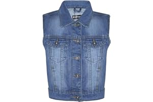 A2Z 4 Kids® Bambini Ragazze Giacca Progettista Moda Scuro Blu Jeans Gilet Faded Elegante Senza Maniche Scuola Giacche Cappotti Nuova Etá 3-13 Anni