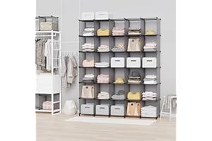 ‎HOMIDEC HOMIDEC Regalsystem Regal aus Kunststoff, 40 Würfel Schuhregal Modular Schrank Raumteiler, Aufbewahrung Organizer von Kleidung Spielzeug für Schlafzimmer, Grau