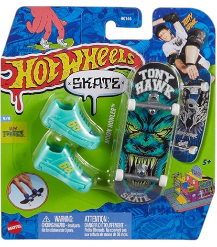 Pack Hot Wheels Skate Fingerboard Con Zapatillas Tony Hawk - 4 Mini Monopatines, Ideal Para Niños