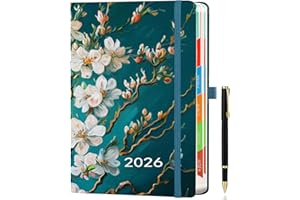 ZXHQ 2026 Diary Page a Day A5, Jan - Dec, with Colorful Tabs, UK Holidays, Inner Pocket, 100 Gsm Paper, Pen Set, Full Year Daily Planner 2026 with Monthly View, 5.9" × 8.5"- Dark Green