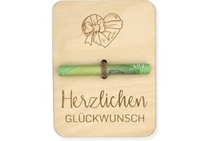 ZUKLA kleine Geldgeschenk Verpackung 12 x 9 cm - Verpackung für Geldgeschenke Holz zum Geburtstag, zur Hochzeit, Taufe - Eine Originelle Idee, Geld zu Verschenken, Herzlichen Glückwunsch