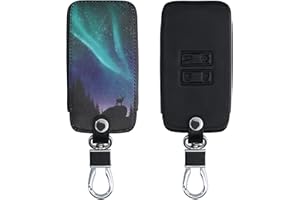kwmobile Key Cover Compatible with Renault 4 Button Car Key Smart Key (only Keyless Go) - Faux Leather Car Key Fob Protector - Turquoise/Blue/Black