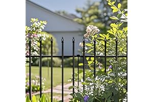 Thealyn Metal Garden Fence Decorative 71cm High x 56cm Wide (5 Panels, Total Length 2.75m) No Dig Border Dog Fence Landscape Fencing for Flower Bed, Yard, Animal Barrier, Black