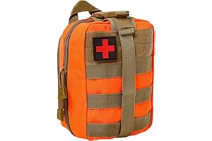 BITUOR Taktische Taschen MOLLE, EMT Kleine Pouch, Wasserdichte Molle Tasche, Tactical Pouch Bag, Rip-Away Pouches, Militär Kompakt Gürteltasche für Outdoor, Camping, Reisen, Abenteuer (Orange)