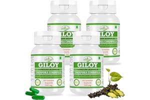 MORSAN NUTRAVEDA Giloy-Kapseln 500 mg. 60 Veganer. Einheiten | Guduchi (Tinospora Cordifolia) Extrakt-Kapseln für Männer und Frauen | Ayurvedische Kräuterergänzung/Heilmittel | 10:1 Stärke (4 Flasche mit 60 Kapseln)