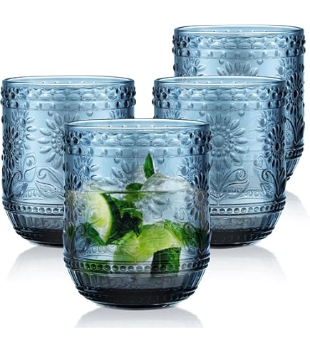 4 Kristallglas Longdrink-Gläser Mit Streifen-Design - 400ml Für Wasser, Saft & Mehr