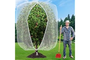 OAOGOD 2.4 x 2.4M Insect Bird Barrier Netting Mesh with Zipper and Drawstring, Garden Bug Netting Plant Cover Bag for Protecting Fruits Tree Flowers Plants from Insects, Birds, and Other Animals