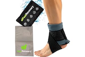 FEEL RECOVERY Poche de Glace en Gel Cheville & Pied (28x17 cm) - Compresse Chaud Froid Réutilisable - Soulager la Douleur: Entorse, Arthrose, Tendon d’Achille - Sac Gel Glace avec Sangles Élastiques