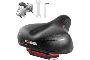 BOOSDEN Bike Seat, Comfortable Soft Gel Bike Seat for Men＆Women, Wide Mountain Bike Saddle, Waterproof Padded Bicycle Seat for Road/Cruiser/Peloton/Spinning/Exercise/Mountain Bikes