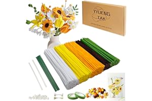 YYUENG TAK 500 pcs Yellow Pipe Cleaners for Craft Flowers,(5 Colors) Pipe Cleaners for sunflower Bouquet, Chenille Stems Arts & Crafts with Tutorial,Fuzzy Sticks Craft Supplies for DIY Craft Kit Gift