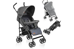 LIONELO Elia poussette canne à 15 kg, réglage du dossier jusqu’à la position couchée, grand panier, système de pliage rapide, moustiquaire