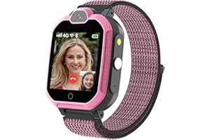 PTHTECHUS Smartwatch Niños, 4G GPS Reloj Inteligente niños con WiFi Videollamada Chat de Voz Podómetro SOS Alarma Juego Reloj Teléfono para Niños Niña 4-12 Años