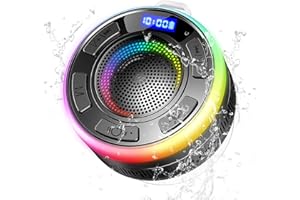 PRSCFUM Bluetooth Shower Speaker, Portable Wireless Speaker IP7 Waterproof Speaker 360° Surround Sound, Bulit-in Mic, LED Light, Bathroom Speaker with Suction Cup for Bathroom, Party, Outdoor, Travel (New)