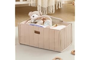 Jinrobabes Wickeltisch Organizer Baby Erstausstattung Neugeborene, Baby Aufbewahrungskorb mit Herausnehmbaren Fächern, Windeltasche als Geschenk für Neugeborene & Babyparty