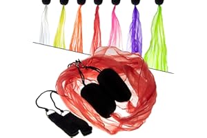 Juggle Dream Mini Scarf POI Set - Practice Juggling Spinning Poi, Soft Heads, Kids Spiral Pois, Exercise Junior Kit with Learning Video (Red)