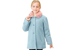 SOLOCOTE Cappotto Invernale in Lana per Ragazze, Giacca Trapuntata in Cotone, Colletto in Pelliccia, Chiusura a Bottoni