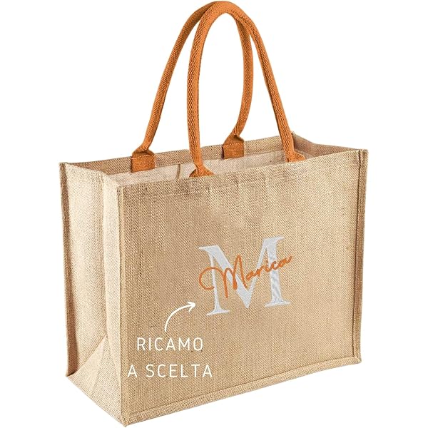 Generico Borsa da Mare Piscina Spiaggia in Juta Personalizzata con Nome e Iniziale con Fiori Tote Bag Idea Regalo Donna Ragazze Vacanze Multiuso Manici cotone colorati XXL Viaggio Shopping Estiva