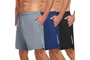 xtuwkzo Sport Shorts Lot de 3 Hommes été Séchage Rapide Tennis Short Fitness Homme Pantalons Courts avec Poches Outdoor Running Shorts