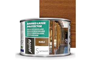 JOVIRA PINTURAS BARNIZ-LASUR Protector Satinado (7 colores) Protege, decora y embellece todo tipo de madera (375 Mililitros, Roble) D-01B