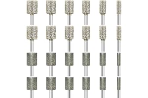 YURINWOO 24 unidades de fresas de diamante compatibles con Dremel, Diamond lijadoras de grano 50, grano 116, fresa de diamante con vástago de 3 mm, ajuste para tallado de piedra, cristal, cerámica, lijado,