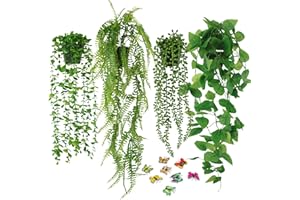 BELICOO Artificial Hanging Plant, 4 Pack Fake Plants with Pots, Hanging Artificial Plants Indoor, Fake Ivy Faux Plant for Indoors Outdoor Room Office Patio Wall Decor