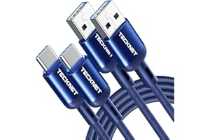 TeckNet USB C Cable USB C Fast Charging Cable, 2 Pack 2M 3.3A USB C Charger Cable, Nylon Braided Type C Cable for iPhone Samsung Galaxy S22 S21 S20 Google Pixel Xiaomi Sony Xperia and more (Dark Blue)