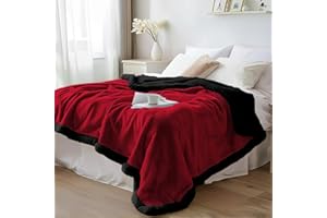 Bedding Aid Couverture Sherpa imperméable – Polaire confortable des deux côtés, anti-fuite et anti-taches, pour l'intimité et les situations humides (velours rouge/obsidienne noire, couette simple)