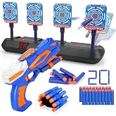 Target for Nerf with Gun, Automatic Electronic Shooting Target | 20 Bullets &amp; Wristbands, Gun Toy Kids 3 4 5 6 7 8 9 10 11 12