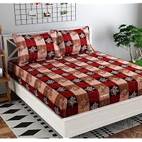 VYBBA Bedsheets || 160 TC Polly-Cotton Double Bed Sheets with 2 Pillow Cover King Size ( 3D Printed Bedsheet…