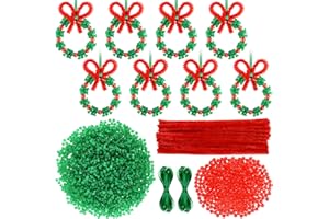 CHRORINE 30 Pièces Kit de Décoration de Perles de Noël, Couronne Artisanale Perles Triformes à Faire DIY Pour Arbre de Noël à Suspendre Décoration de Fête