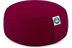 Present Mind Round Zafu Yoga Cushion (16 cm) - Different Colour - High Yoga/Meditation Cushion - Made in EU - Washable Cover - 100% Natural Floor Seat