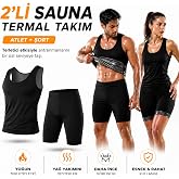 Unisex Termal Sauna Seti, 2 Par&ccedil;a Atlet ve Şort Takımı, Terleme Destekleyici Spor Kıyafeti G&ouml;bek Bel Basen Bacak Toparlayıcı 