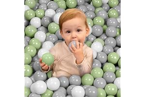 Kiddi Bee Bälle-Set 6cm für Bällebad - Bunte, Sicherheitsgeprüfte Plastikbälle - Perfekt für Baby- & Kinderbällebad - BPA-Frei (Weiss/Grün/Grau, 250)