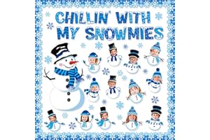 ADDUSTER 79 Pcs Winter Bulletin Board - Snowman Decorations DIY Photo Wall Winter Classroom Christmas Decorations Snowflake Cutouts for School Home Holiday Party