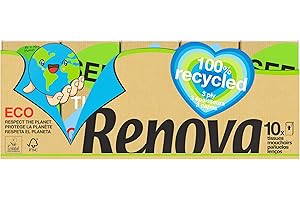 Renova Mouchoirs étuis Recyclé, emballage et papier recyclé, 4 plis, 10 paquets