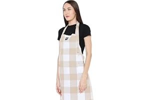 Encasa Homes Grembiule da Cucina Regolabile con Tasche e portasciugamani - 68x85 cm - Cotone Riciclato Ecologico, per la casa e Il Ristorante, Uomini e Donne, Cottura